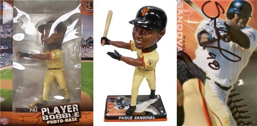Pablo Sandoval Autographed/Hand Signed San Francisco Giants Baseball Bobble Photo Base