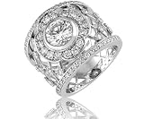 Adamence - Bague Soleil de Diamant - Or blanc et Diamant - tour de doigt 47