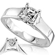 1/2carat Asscher Cut Diamond Solitaire Ring in 14k White Gold (HI/VS-SI)
