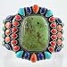 Sterling Silver Gaspeite and Coral Cluster Bracelet by Kirk Smith, #10975