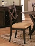 Set of 2 Dark Brown Finish Cross Back Dining Chairs