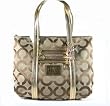 Coach Signature Poppy Op Gold Glam Khaki Purse 13826