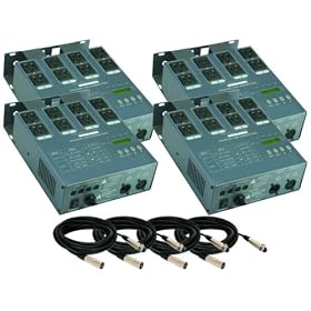 Click here to buy Optima Lighting 4 Channel Double Output DMX Dimmer Pack XLR Cables System (L561) by BulbAmerica.