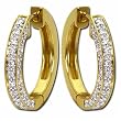 14kt Yellow Gold Three Face Diamond Hoop Earrings