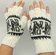 Handmade Lightweight Alpaca Blend Fingerless Gloves - South American Traditional - Andean Ivory (Women and Teens)