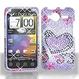 Premium - HTC EVO Shift 4G Full Diamond Purple Love Cover - Faceplate - Cas ....