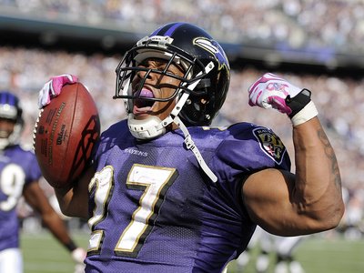 Bengals Ravens Football: Baltimore, MD - Ray Rice Photographic Poster Print by Nick Wass, 12x9