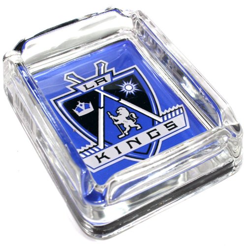 Image of Los Angeles Kings S1 Glass Ashtray - Dimensions 3 Inch x 4 Inch - Simulated Black Velvet Botton
