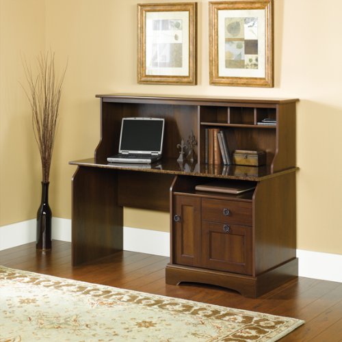 Sauder Graham Ridge Computer Desk with Hutch in Euro Oak On Sale