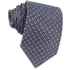 Fendi Printed Silk Tie Blue ground Red