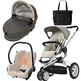 Quinny BUZ3BFYTRV1 Buzz 3 Travel System and Dreami Bassinet in Natural Mavis with Diaper Bag