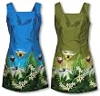 Floating Martini (New Print) Square Neck A-Line Hawaiian Aloha Short Tank Dress - Regular and Plus Size