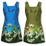 Floating Martini (New Print) Square Neck A-Line Hawaiian Aloha Short Tank Dress - Regular and Plus Size
