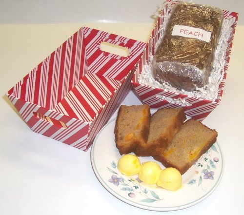 Scott's Cakes Peach Bread in a Candy Stripe Tray by Scott's Cakes