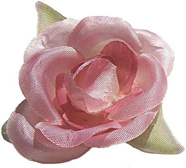 Cuteque International Soft Small Silk Rose with Tri-Shape Fall Leaves for Scrapbooking (6 Pack), 1.75", Soft Rose