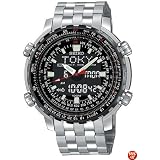 Seiko Men's Analog Digital World Time Flight Chronograph Watch #SNJ017