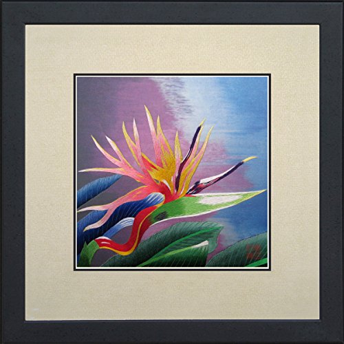 King Silk Art 100% Handmade Embroidery Multiple Framed Bird of Paradise Oriental Wall Hanging Art Asian Decoration Tapestry Artwork Picture Gifts 36074WFB1
