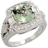 14k White Gold Square shaped Large Stone Ring, w/ 1.24 Carats Baguette & Brilliant Cut Diamonds, & 3.58 Carats 9mm Cushion Cut Green Amethyst Stone, 9/16 in. (14mm) wide, Size 7.5 Reviews 51QYaxl4uPL. SL160 14k White Gold Square shaped Large Stone Ring, w/ 1.24 Carats Baguette & Brilliant Cut Diamonds, & 3.58 Carats 9mm Cushion Cut Green Amethyst Stone, 9/16 in. (14mm) wide, Size 7.5 Reviews