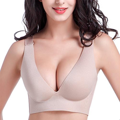 Marry Wedding Victoria Secret Push Up Seamless Sport Yoga 36B/80B Brown-Khaki Smooth Straps Bras Shop + Same Color Underwear (L Size 29in/74cm)