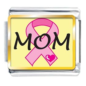 Mom Pink Ribbon Awareness Italian Charms Bracelet Link