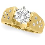 14K Yellow Gold Diamond Cathedral-Style Engagement Ring Semimount - 0.33 Ct. - CENTER STONE NOT INCLUDED