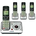 VTech CS6429-4 DECT 6.0 Cordless Phone, Silver/Black, 4 Handsets