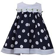 Girls Polyester Dots Print Jeweled Applique  Dress