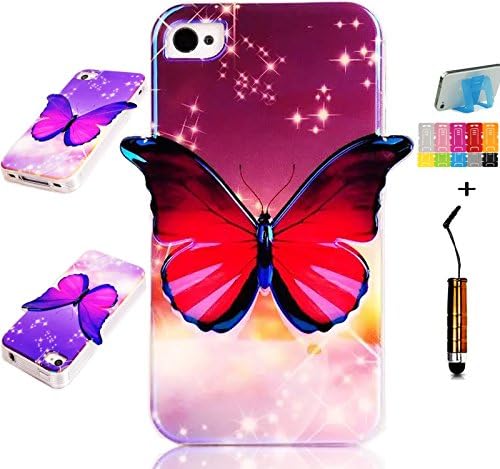 iPhone 5 Case,iPhone 5s Case,AnKey iPhone 5 5s TPU Case- 3D Blu-Ray Orange Beauty Butterfly Flexible Rubber Gel Bumper Scratch Soft Silicone IMD Case Cover For iPhone 5 5s