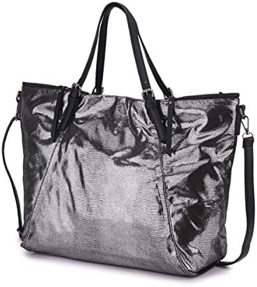 Women Fashion Purse Large Bling Velour Shopping Tote Hobo CrossBody Handbag-For Beach Shopping Traveling-Silver