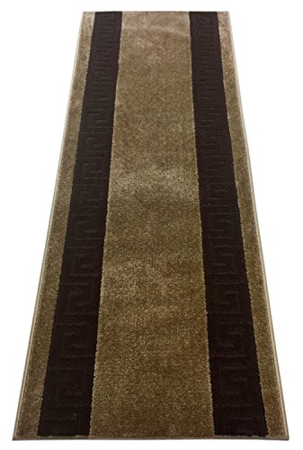 Custom Runner Meander Roll Runner 26 Inch Wide x Your Length Size Choice Slip Skid Resistant Rubber Back 3 Color Options Euro Collection (Camel, 47 ft x 26 in)