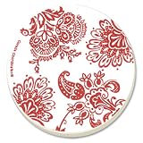 Corelle Red Paisley Absorbent Stone Coaster, 4-Pack