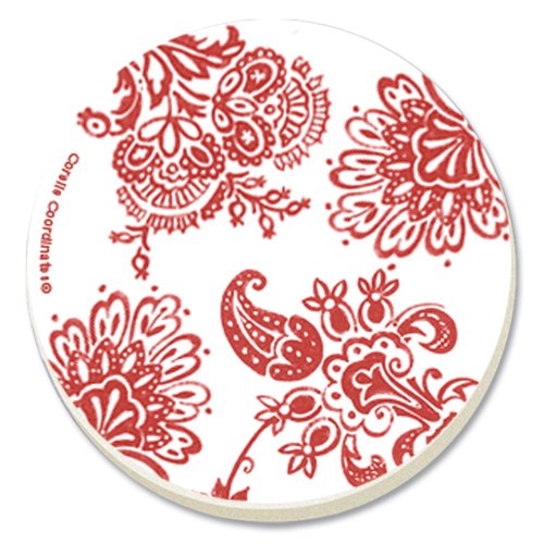 51QYtg8N3LL Corelle Red Paisley Absorbent Stone Coaster, 4 Pack