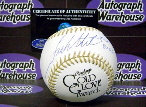 Frank White Autographed/Hand Signed Rawlings Gold Glove Baseball inscribed 8xGG #20