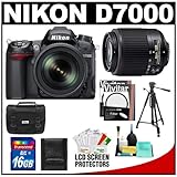 Nikon D7000 Digital SLR Camera & 18-105mm VR + 55-200mm Lens + 16GB Card + Filters + Case + Tripod + Accessory Kit