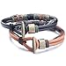 FIBO STEEL Mens Leather Wrist Bracelet Vintage Rope, 8.5 inches