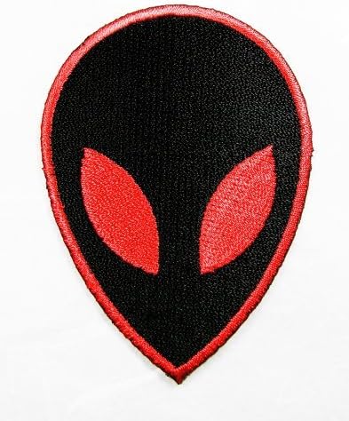 3-Pack Black Alien Red Eye Patch Movie Cartoon Logo Kid Polo T Shirt Patch Iron on Embroidered 5.5cm X 7.7cm