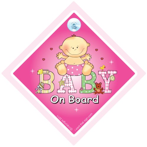 BABY ON BOARD Car Safety Sign (pink), Baby On
