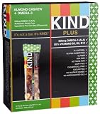KIND PLUS, Almond Cashew + Omega-3, Nutritional Boost, Gluten Free Bars (Pack of 12)