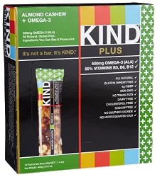 KIND PLUS, Almond Cashew + Omega-3, Gluten Free Bars (Pack of 12)