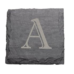 JK Adams Set of Four 4-Inch Square Monogrammed Slate Coasters, A by JK Adams