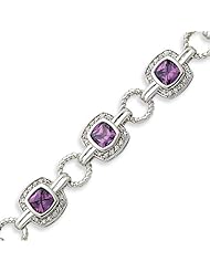 Sterling Silver Purple & Clear CZ Bracelet - 7.5 Inch