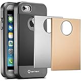 iPhone 5s Case New Trent Trentium Rugged Protective Durable iPhone 5 Case for the Apple iPhone 5s/5 w/ Glass Screen Protector 3 Back Plates - Black Silver Gold