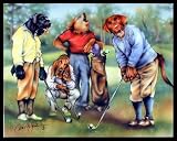 Dan Mcmanis Dogs Playing Golf Framed Art Poster Print - 20 X 16
