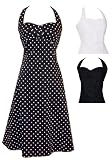 50s Rockabilly Black & White Polkadot Halter Dress Sundress