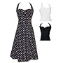 50's Rockabilly Black & White Polkadot Halter Dress Sundress