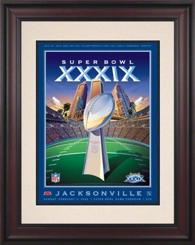 Framed 10.5 x 14 Super Bowl XXXIX Program Print | Details: 2005, Patriots vs Eagles