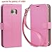 Galaxy s7 edge Case, Arae [Wrist Strap] Flip Folio [Kickstand Feature] PU leather wallet case with ID&Credit Card Pockets For Samsung Galaxy S7 edge (babypink)
