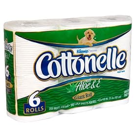 Cottonelle Toilet Tissue, with Ripples, Double Roll, Unscented with Aloe & E - 6 count