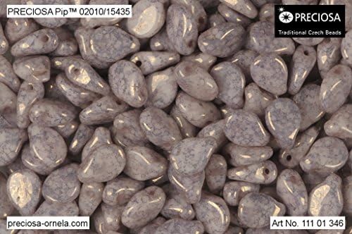 50pcs PIP Beads 7x5mm Pressed Czech Glass, Chalk Violet Terracotta