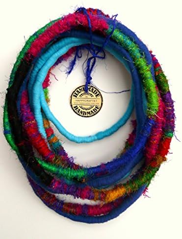 Unique/ Yarn wrapped necklace/ Silk Art Yarn/ Cotton/ Acrylic/ Street/ African/ Tribal/ Mandala Yarn/ Hipster/ Hippie